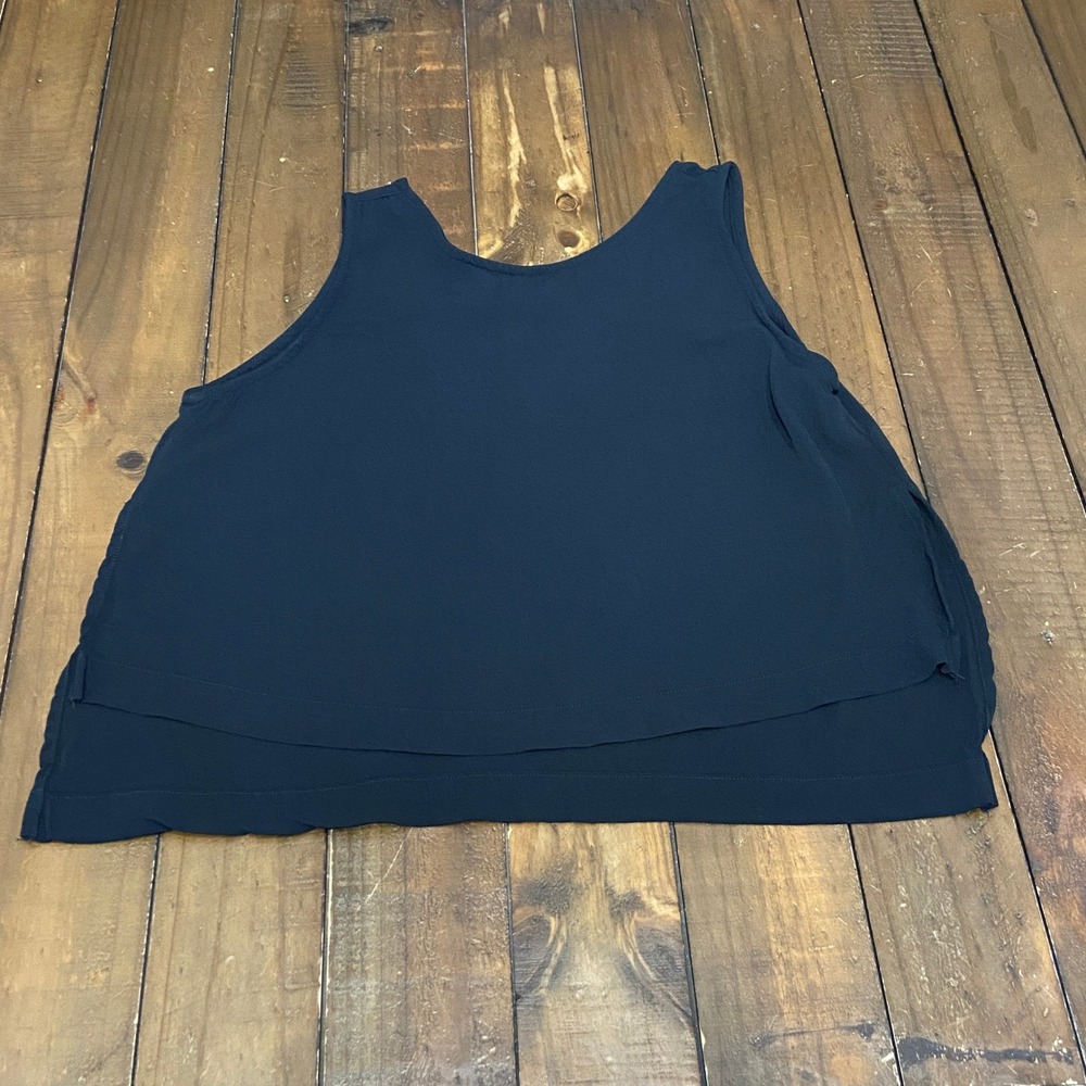 Shaina Mote Black Rayon Tank Top Sleeveless Cropped Blouse Made in USA 4‎